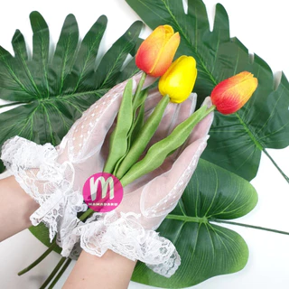 ถุงมือลูกไม้เด็ก ถุงมือเด็ก เนื้อตาข่าย ผ้าลูกไม้ ตะเข็บเล็ก (KD25)