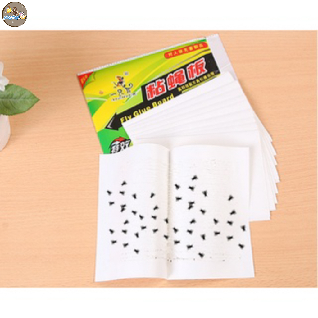 กาวดักแมลงวัน (แพ็ค 10 แผ่น) ชนิดแผ่นกระดาษ ปลอดภัยใช้ง่าย Fly Catching Sticker สินค้าพร้อมส่ง✔✔