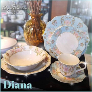 ชุดอาหาร 6 ชิ้น (6 รายการ รายการละ1ชิ้น) ลวดลาย DIANA เนื้อไฟน์ไชน่า (FINE China) สำหรับ 1 ท่าน แบรนด์รอยัล ปอร์ซเลน