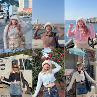 🌷เสื้อแขนยาวมีซิปหน้า2หัว ผ้าไหมพรมน่ารักสดใส