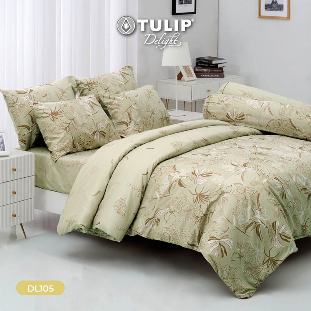 TULIP Delight พิมพ์ลาย DL106 โทนสีม่วง ชุดผ้าปูที่นอน ผ้าปูที่นอน ผ้าห่มนวม พิมพ์ลายสวยงาม สัมผัสนุ่ม