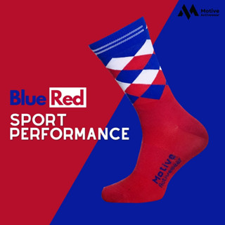 MOTIVE SOCK SPORT PERFORMANCE BLUE/RED - ถุงเท้าสำหรับออกกำลังกาย