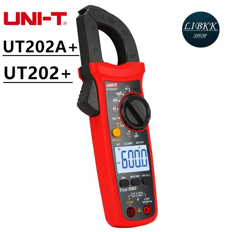 UNI-T UT202+ UT202A+ เก็บข้อมูลแรงดันไฟฟ้ากระแสสลับ DC / AC 600A แรงดันกระแสไฟ AC ปัจจุบัน Digital Clamp Me 4.8