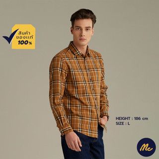 Mc Jeans เสื้อเชิ้ตแขนยาว ผู้ชาย ลายสก็อตสีน้ำตาล MSLZ180