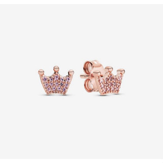 [พร้อมส่ง สินค้าแท้ 💯] แถมกล่อง Pandora Rose Pink Crown Stud Earrings