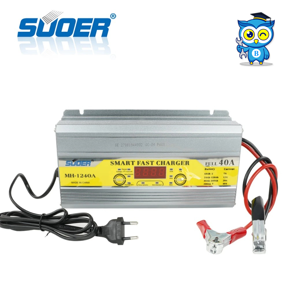 Suoer MH-1240A MH-1210A เครื่องชาร์จ 12V ขนาด 40A พร้อมฟังก์ชันเริ่มกระโดด  เครื่องชาร์จแบตเตอรี่