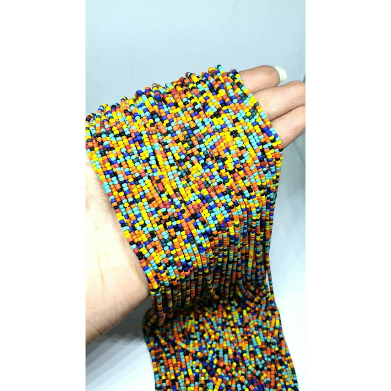 ลูกปัดแก้วหลากสี 1 เส้น 2 มม. อะไหล่ร้อยเครื่องประดับ อะไหล่ร้อยสร้อย Multi Color Glass Beads for Jewelry Makin Supplies