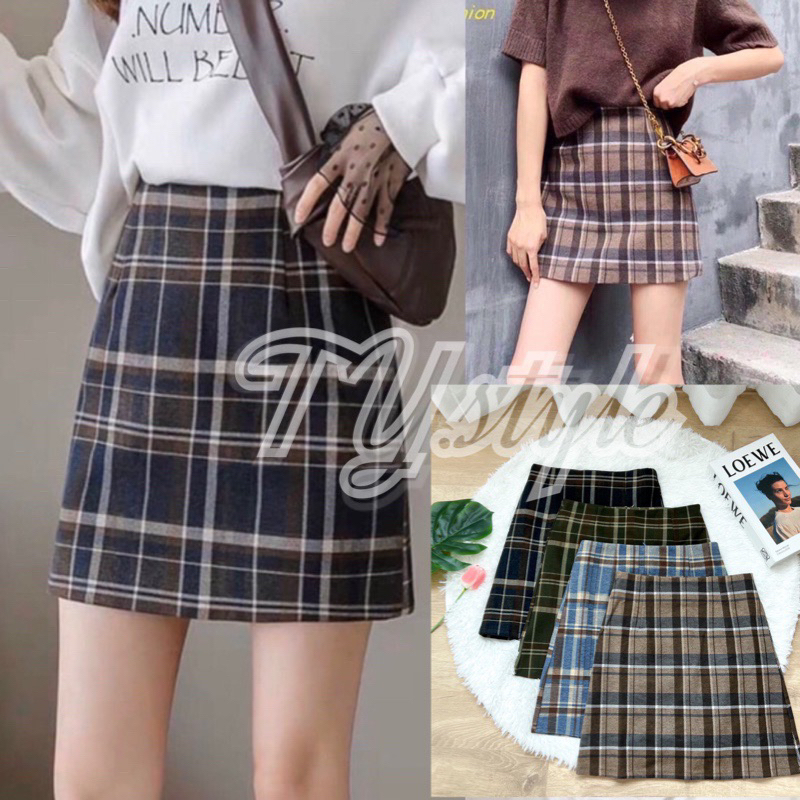 PT closets ♡ รุ่นขายดี กระโปรงลายสกอตสั้น ทรงเอ ผ้ายืด ใส่สบายมากกก ทรงสวยเป๊ะ มีซับใน🎉 #INT9078