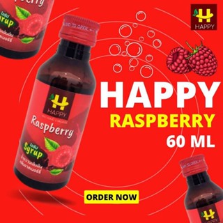 Happy Raspberry Syrup 60ml. ฝาแดงแท้100%