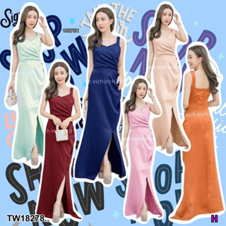 ME18278 Dress เดรสราตรียาว ซิปหลัง ผ้าซาร่าเงา งานขายดีสุดๆ ตัวนี้แม่ค้าแนะนำ พลาดไม่ได้เลย พร้อมส่ง