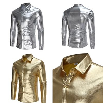 KR39 เสื้อเชิ้ตสีเงินและสีทอง สำหรับคนตัวใหญ่