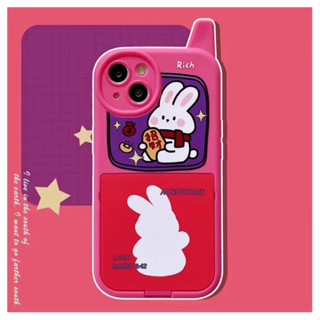 💜ส่งของขวัญ💜เคสไอโฟน 14 Pro Max 13 12 11 เคส for เคสไอโฟน11 กระต่าย กระจกเงา โทรศัพท์ปุ่มกด พกง่ายๆ Case