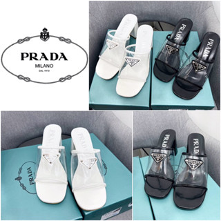 รองเท้า Prada Plexiglas And Patent Leather Sandals