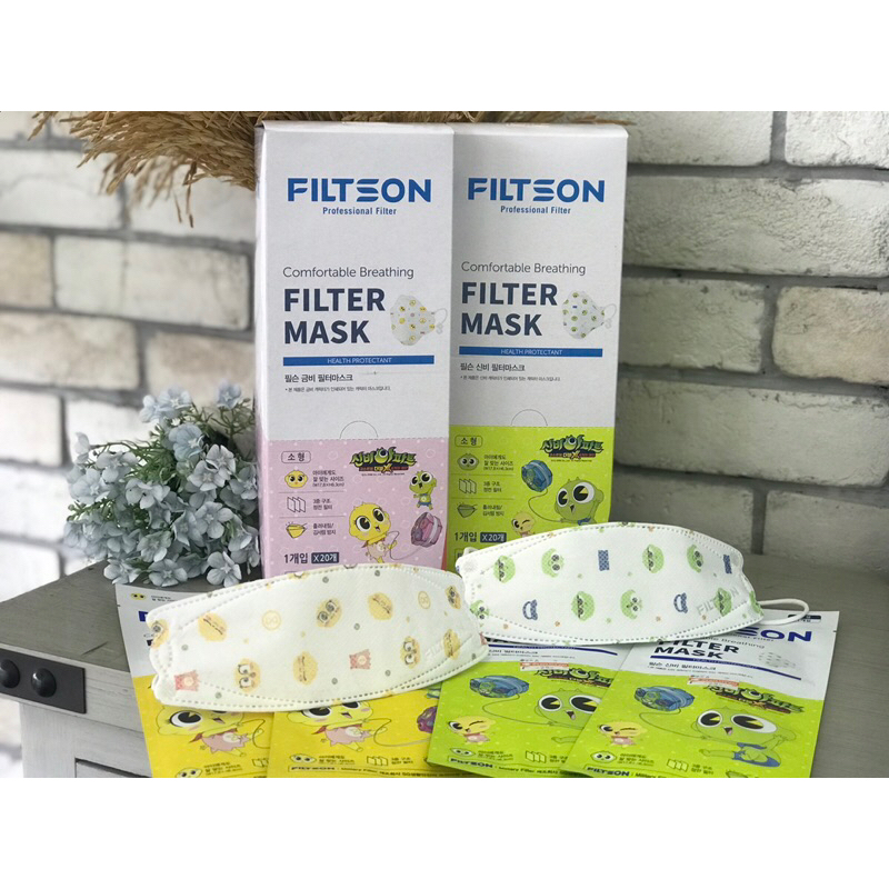 [ยกกล่อง 20 ชิ้น] Filtson หน้ากากอนามัยเด็ก KF94 เกาหลีแท้ 100% ฟิลเตอร์ฟีลสัน ลายชินบีและคีมบี ทรงเกาหลี 3D