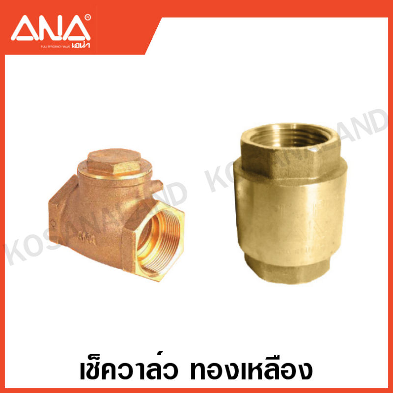 ANA สวิงเช็ควาล์ว / สปริงเช็ควาล์ว ทองเหลือง (มีขนาด 1.1/2 - 3 นิ้ว ให้เลือก) (Swing Check Valve / S