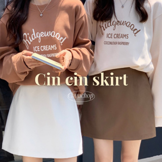 chuuchop_พร้อมส่ง(C7958)🧸🏈Cin cin skirt กระโปรงทรงเอสีพื้น y2k มี2สี