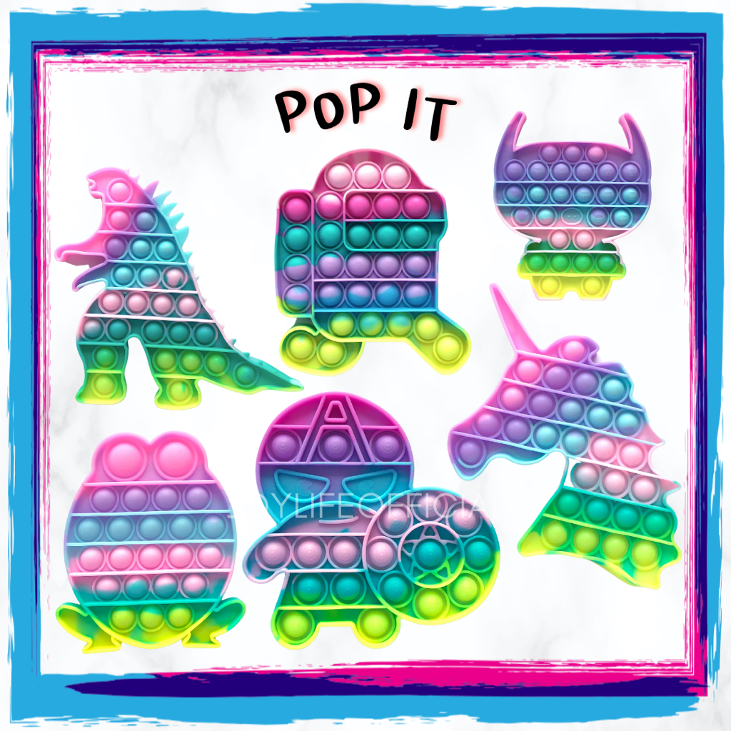 Pop It สีพาสเทล สีสด ของเล่นปุ่มกด ยางกดคลายเครียด บับเบิ้ลเด็ก ป๊อปอิท ป๊อบอัพ Sensory Fidget Toy