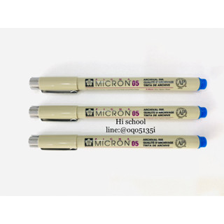 ปากกาตัดเส้น สีน้ำเงิน Sakura Pigma Micron ขนาดหัว 05 mm. AP โดนน้ำไม่ลบ ** ราคาต่อ/1 เเท่ง **