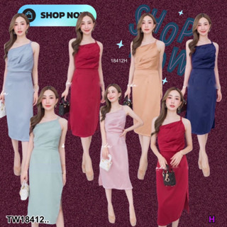 TW18412 Dress เดรสสายเดี่ยวสีพื้น