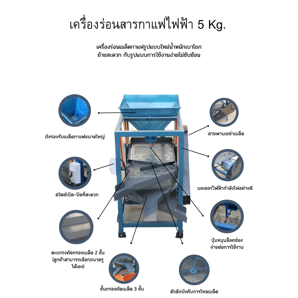 รบกวนทักแชทก่อนสั่งซื้อ เครื่องร่อนคัดสารกาแฟ 5 kg.