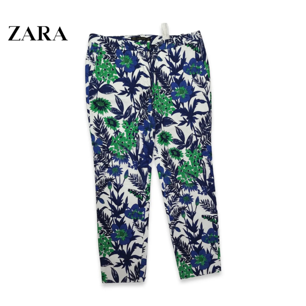 ZARA [eur38] flower pattern ผ้าคอตตอนผสม มีกระเป๋าหน้า-หลัง