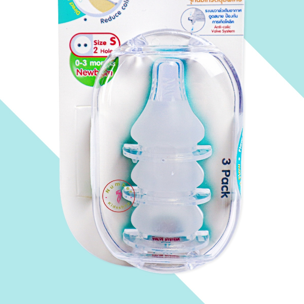 Attoon (แอทตูน) จุกนมคอแคบ จุกนมรุ่นหลายรู ควบคุมการไหลด้วยปริมาณรู ป้องกันการสำลัก นุ่มเสมือนนมแม่