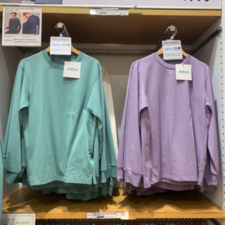 uniqlo 100% เสื้อยืดแขนยาวairismผู้ชาย S M L XL ของแท้💯💯จากช็อป ผ้าเนื้อดีไม่บางระบายความร้อน จั๊มแขน