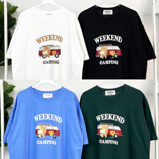 เสื้อยืดทรงโอเวอร์ไซส์ ผ้าคอตตอน ลาย Weekend (SB0707)