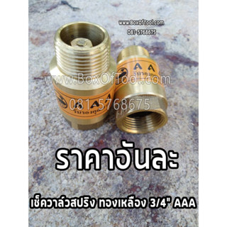 เช็ควาล์วสปริงทองเหลือง AAA 1 นิ้ว