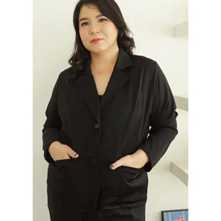 Plus Size สาวอวบอ้วน สูทดำพรางหุ่นอก 44 46 50 48 52 54 56 60 New Arrival งานไทยทรงสวยฮานาโกะหนามีน้ำหนักสบายผิว