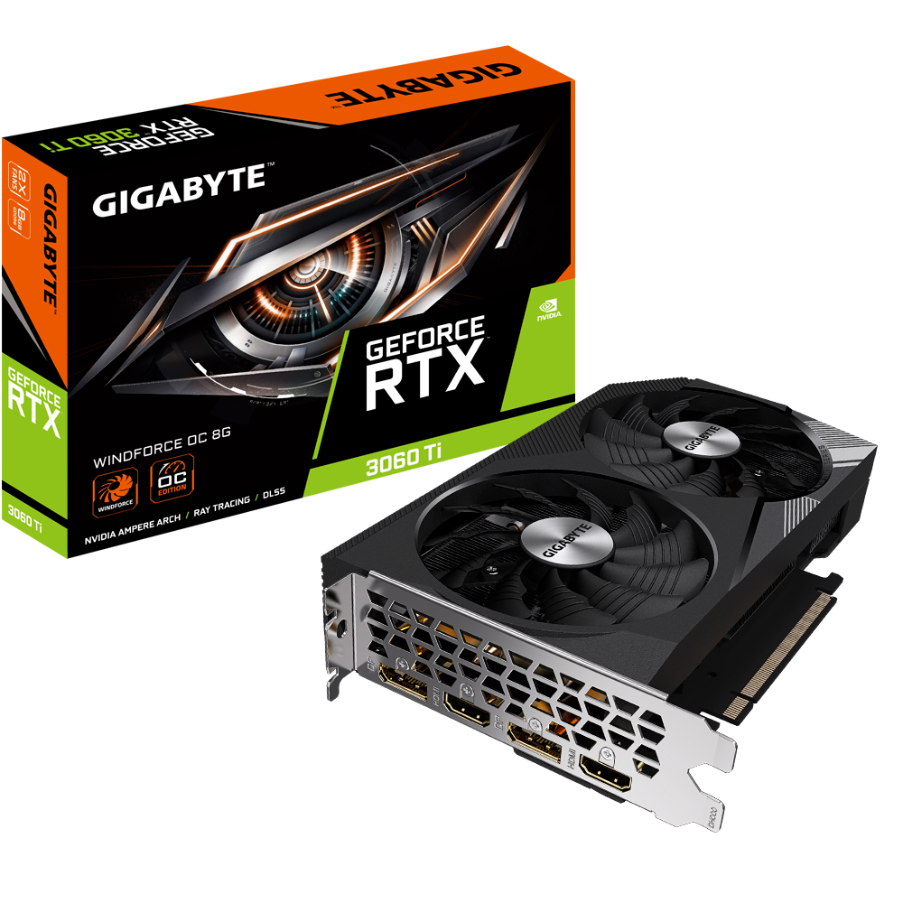VGA (การ์ดแสดงผล) GIGABYTE GeForce RTX 3060 Ti WINDFORCE OC 8G ประกัน 3 ปี