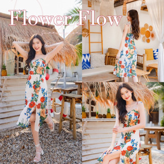 🌸 FLOWER FLOW DRESS 🌸 ชุดเดรสสายเดี่ยว ลายดอกสวยมาก งานทะเล