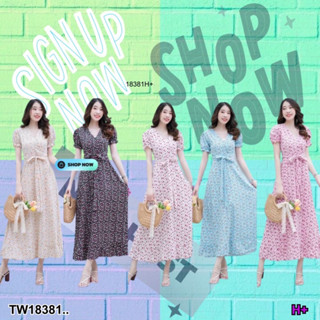 TW18381 Maxi Dress แม็กซี่เดรส แขนตุ๊กตา