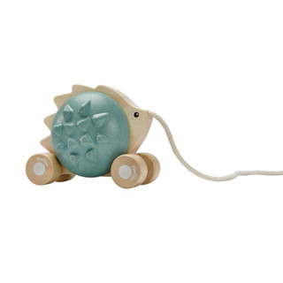 PlanToys 5275 PULL-ALONG HEDGEHOG - BLUE ของเล่นไม้ เม่นลากจูง สีฟ้า ประเภทผลักและลากจูง ของเล่นเด็กอายุ 12 เดือนขึ้นไป