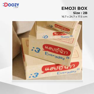 Emoji กล่องไปรษณีย์ ขนาด 2B (17X25X18 ซม.) แพ็ค 20 ใบ กล่องพัสดุ กล่องฝาชน Doozy Pack ถูกที่สุด!