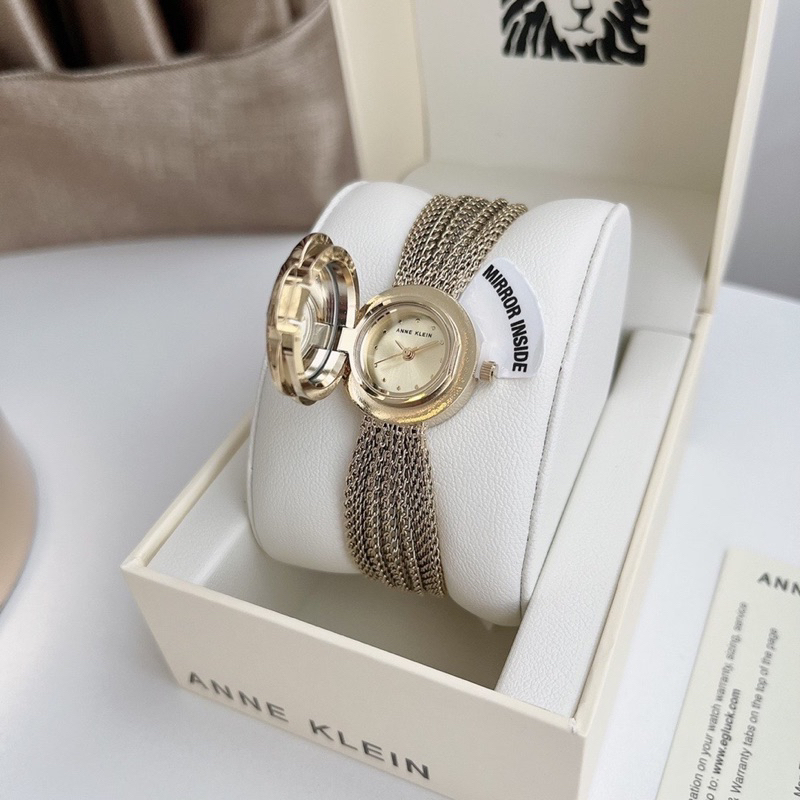 🎀 (สด-ผ่อน) นาฬิกา สายสวย มีฝาปิดหน้าปัดดอกไม้คริสตัล AK/1046CHCV Anne Klein Women's Swarovski Crystal Accented Watch