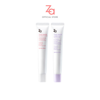 (เซ็ตคู่ขนาด35กรัม)Za True White Day Protector EX+True White Protector Family  02 PURPLE กันแดดไพร์เมอร์  ติดทนนานช่วยบำ