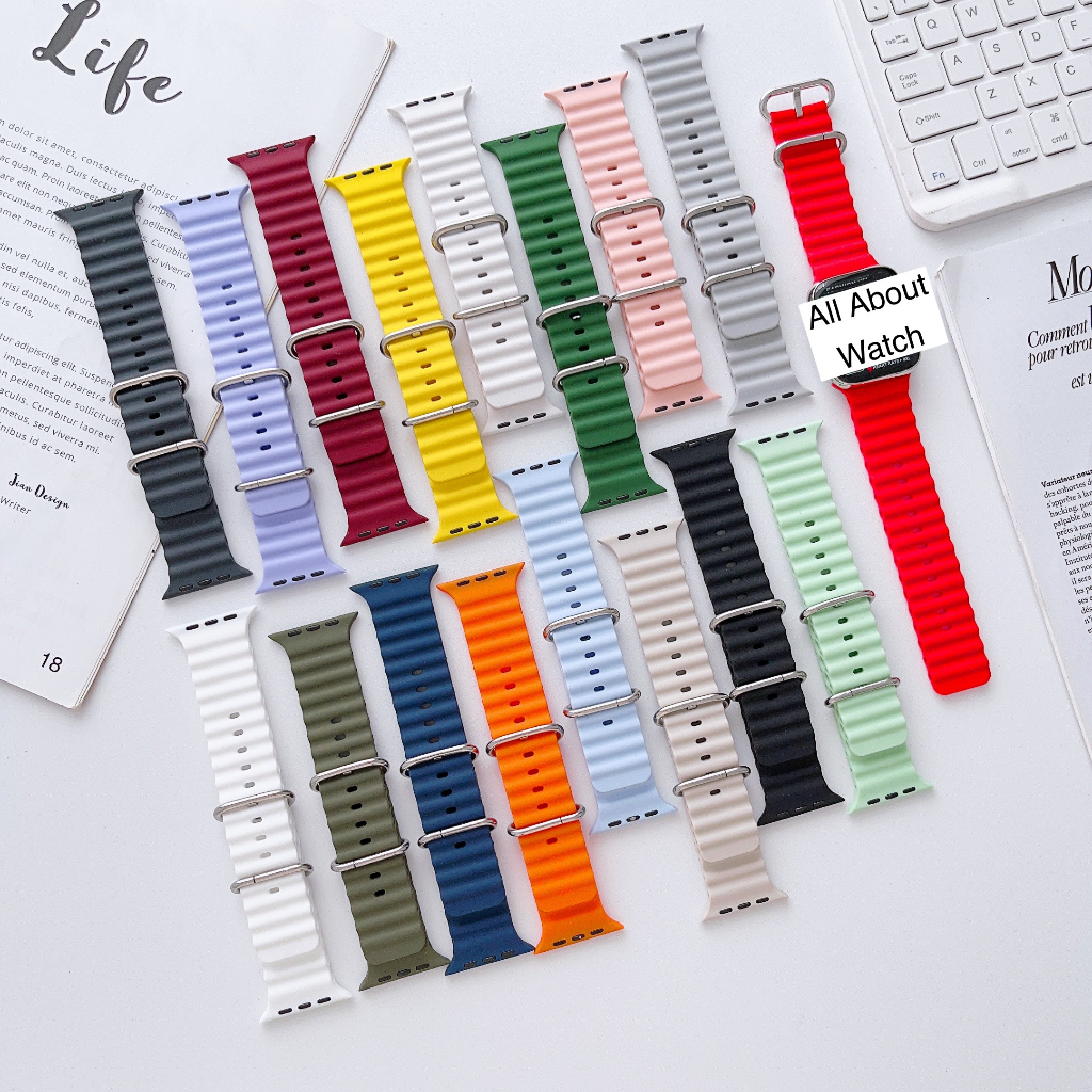 พร้อมส่ง สายยางคลื่นใหม่ OC ใช้ได้กับ Smart Watch 8 7 6 5 4 3 2 1 Se Ultra 8 Pro Hello Ultra X8Proma