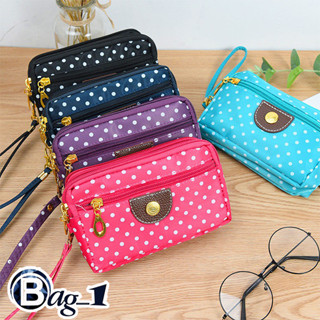 bag(BAG1198)-M2!!กระเป๋าใบยาวค้องแขนลายจุดสีสันสดใส