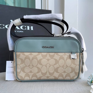 🎀 (สด-ผ่อน) สะพายข้างชาย 2 ซิป Coach CH062 Coach Graham Crossbody In Signature Canvas