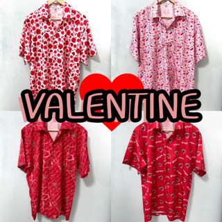 Valentine  เสื้อเชิ้ตฮาวาย เสื้อเชิ้ตเกาหลี ลายวาเลนไทน์ หัวใจ แบบไม่ซ้ำใคร เนื้อผ้าดี พริ้วทิ้งตัว S2