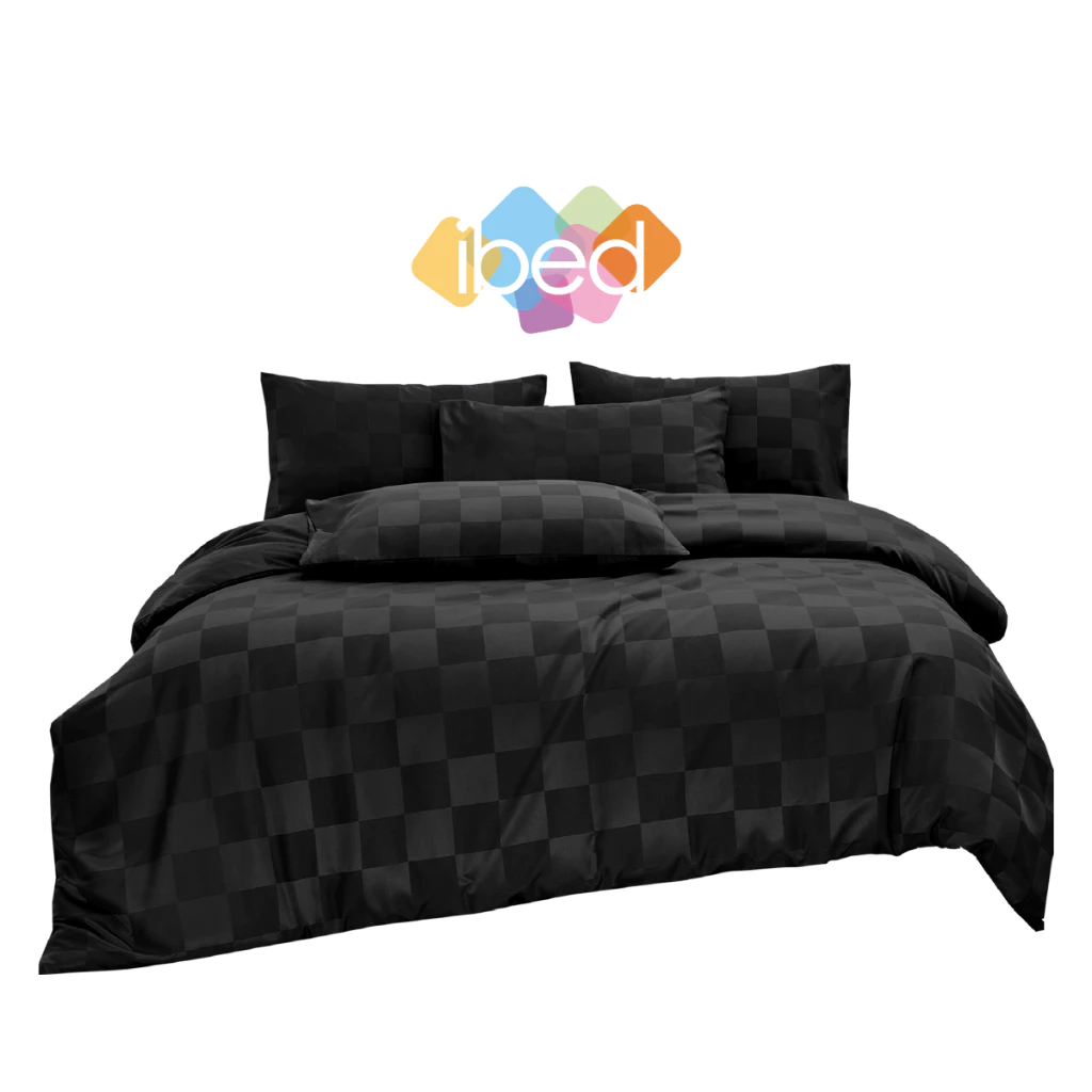 ibed ชุดผ้าปูที่นอนทอลายครบเซ็ท Softex Satin (ทอลายตาราง) Moonless - CHECKERD COLLECTION thumbnail 3