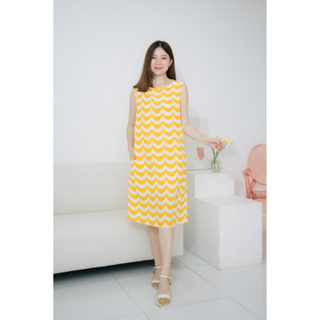 Mommade-เดรสให้นม ชุดให้นม Yellow Long Basic Dress