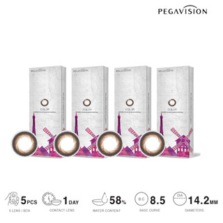 คอนแทคเลนส์สี รายวัน PEGAVISION รุ่น Travel Light สี Brown (set 4 กล่อง/20 เลนส์)