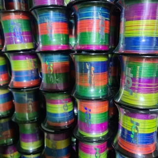 สายpeถัก8คละสี มีสีสลับและสีดำ✅️ แบรนด์📌jof📌แท้100%ยาว100เมตร By Japan👍