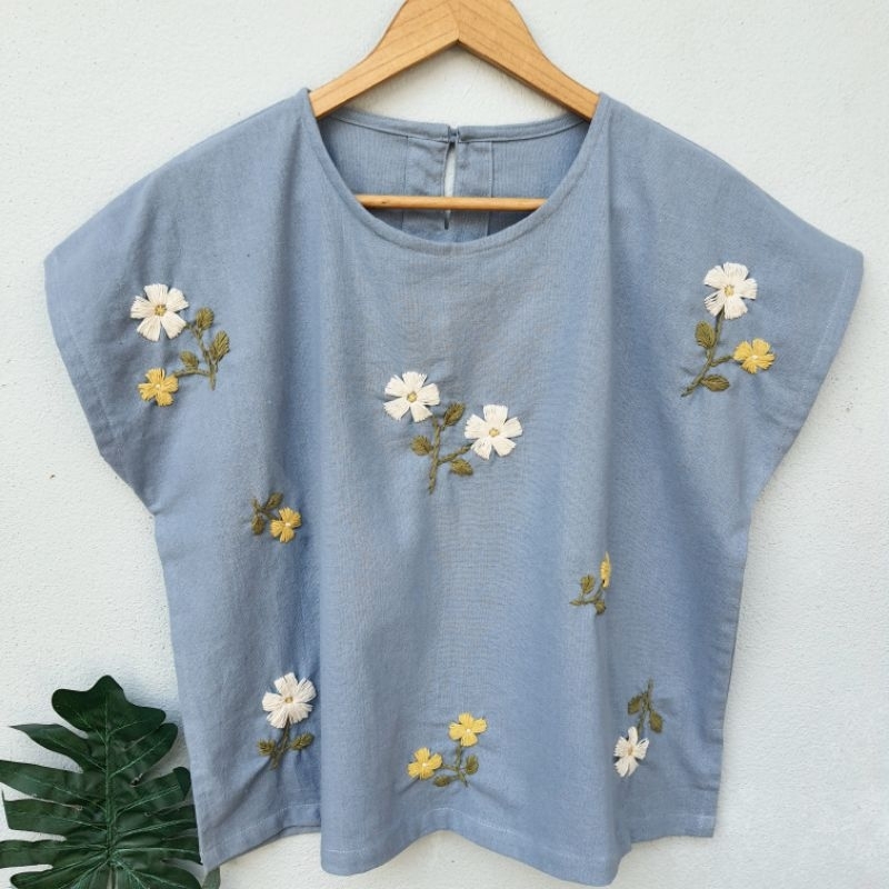 เสื้อผ้าฝ้ายปักมือ เสื้อพื้นเมือง ปักด้วยฝ้ายย้อมสีธรรมชาติ แฮนด์เมด สวมใส่สบาย ฟรีไซส์