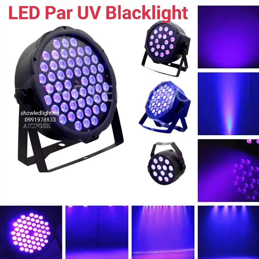 ไฟพาร์ PAR LED UV Black lightl ไฟพาร์ ยูวี แบล๊คไลท์ (มี 4ตัวเลือกให้กด  54LED*3w ใหญ่, 54LED*3wบาง,