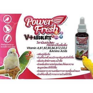 🌟New🌟Power fresh V+Absolute 🔬🧬🧪  วิตามินรวมและกรดอะมิโนเข้มข้น  A,B1,B2,B,5,B6,B12,D3,E  สำหรับนกแก้วสวยงาม 🐦🦜