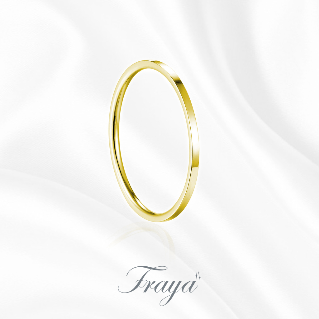 Fraya แหวนนิ้วก้อย แหวนความรัก และ การเงิน บาง 1 mm แบบเหลี่ยม สแตนเลส ไม่บิด ไม่เบี้ยว แข็งแรง ทนทาน  ของขวัญ