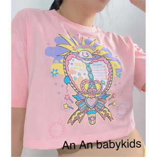 เสื้อครอปลายน่ารัก สกีนนูนงานป้าย เสื้อยืดฟรีไซส์ วัยรุ่นนิยม พร้อมส่ง
